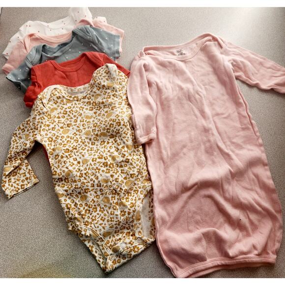 Just One You By Carter's 6 Pieces Baby Girl Body Suits 0-6 Month - Picture 1 of 3